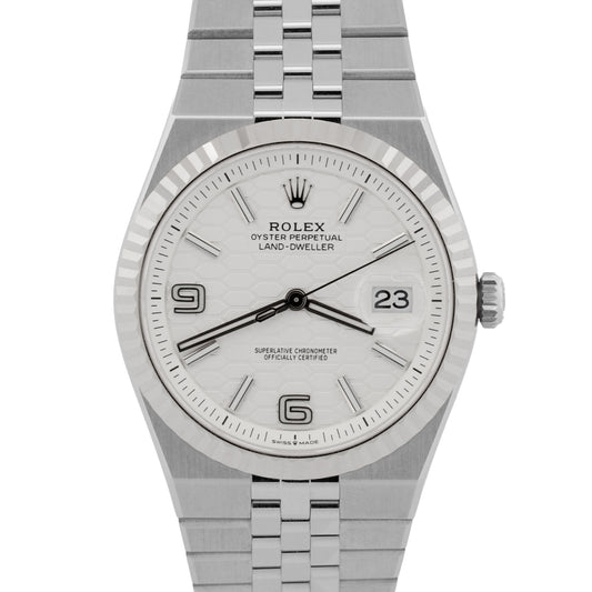 New Sept 2026 Rolex Land-Dweller 127334 White Stainless Steel 40mm Box Papers