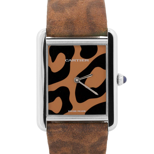 Cartier Tank Solo Large 3169 / W5200016 Leopard 34mm x 27mm Steel Leather Watch