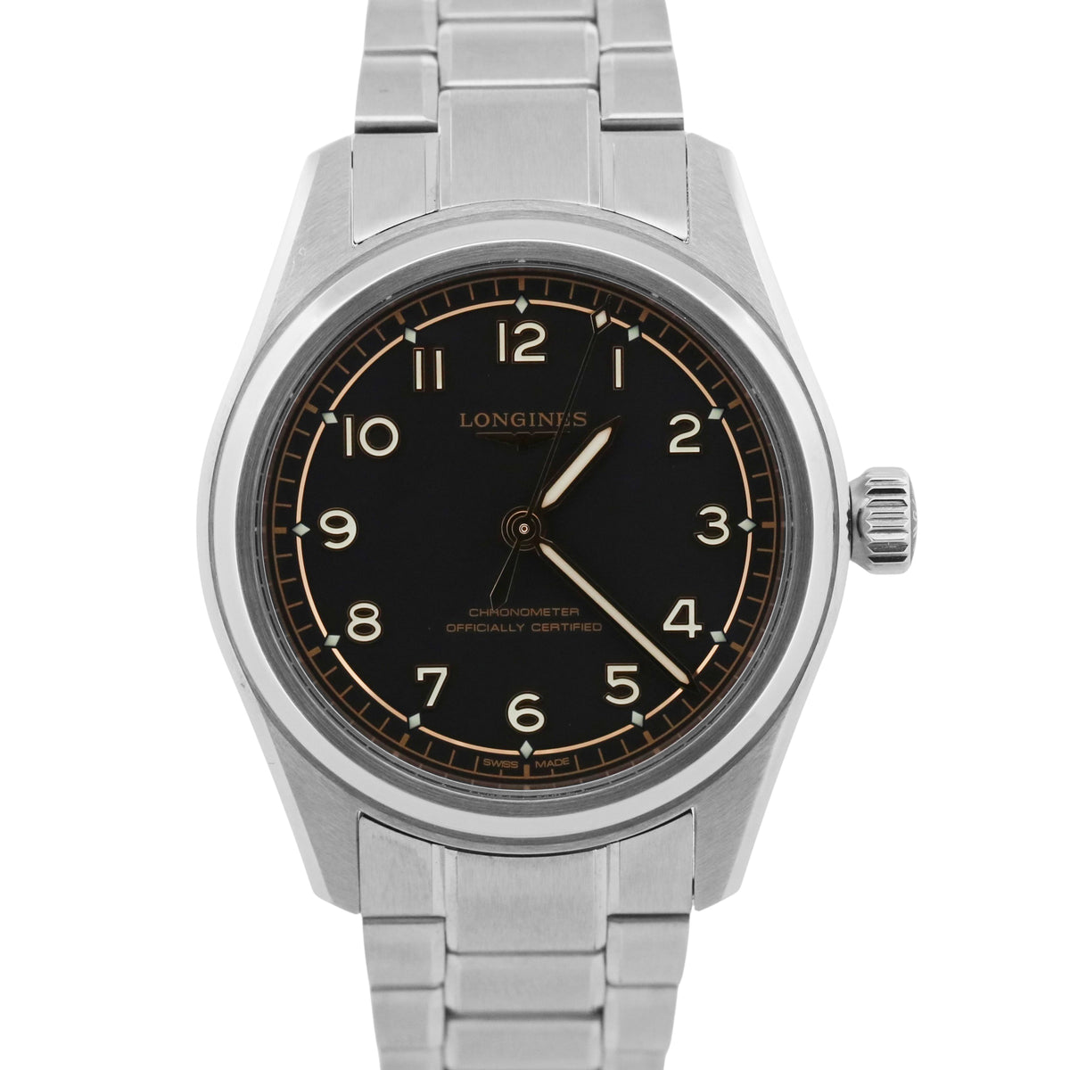 Longines Spirit Pilot L3.809.4.53.6 Black Stainless Steel 39.0mm Box Papers