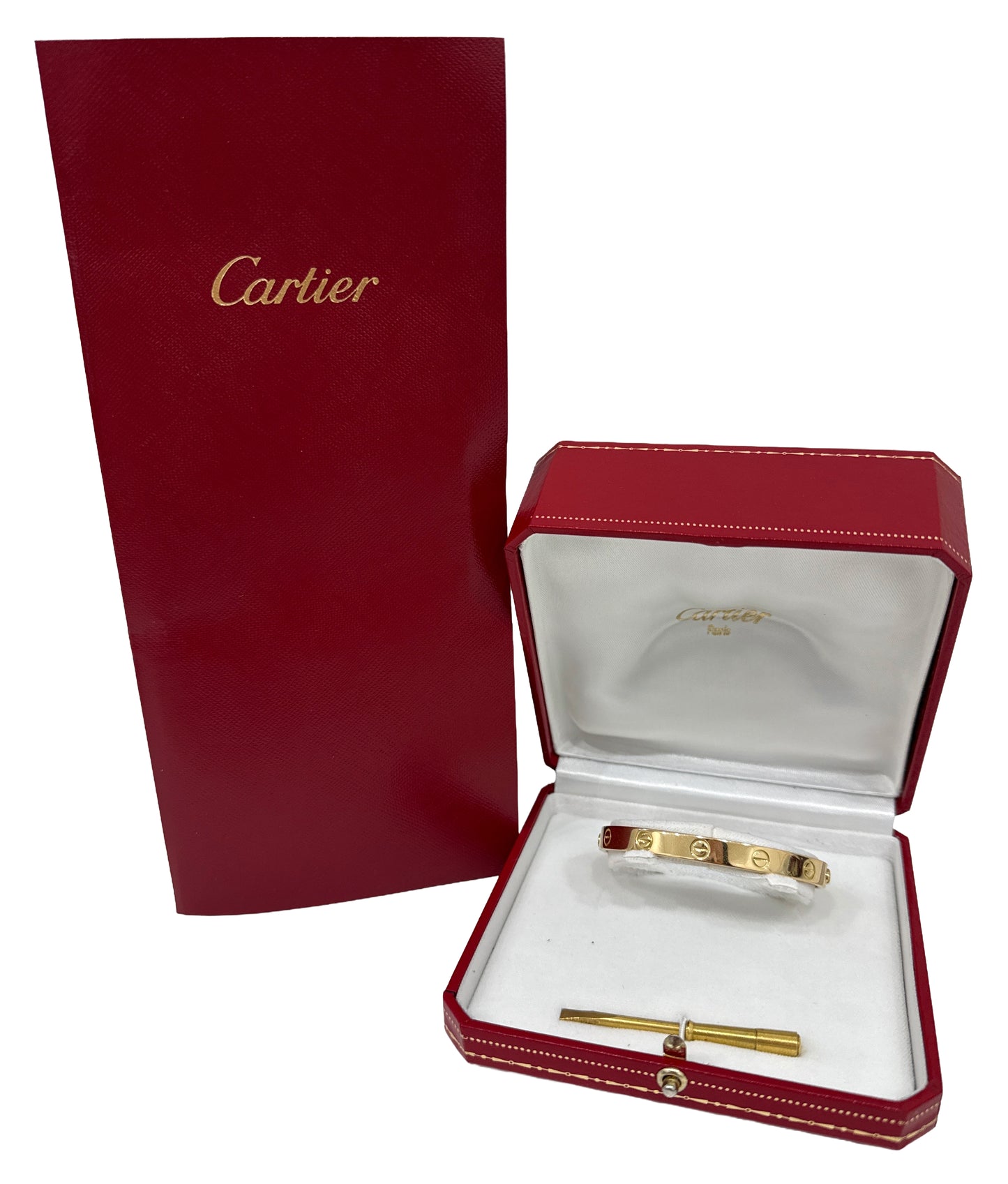 2026 SERVICE Cartier LOVE Bracelet Size 17 Solid 18K Gold AU 750 BOX 1990's