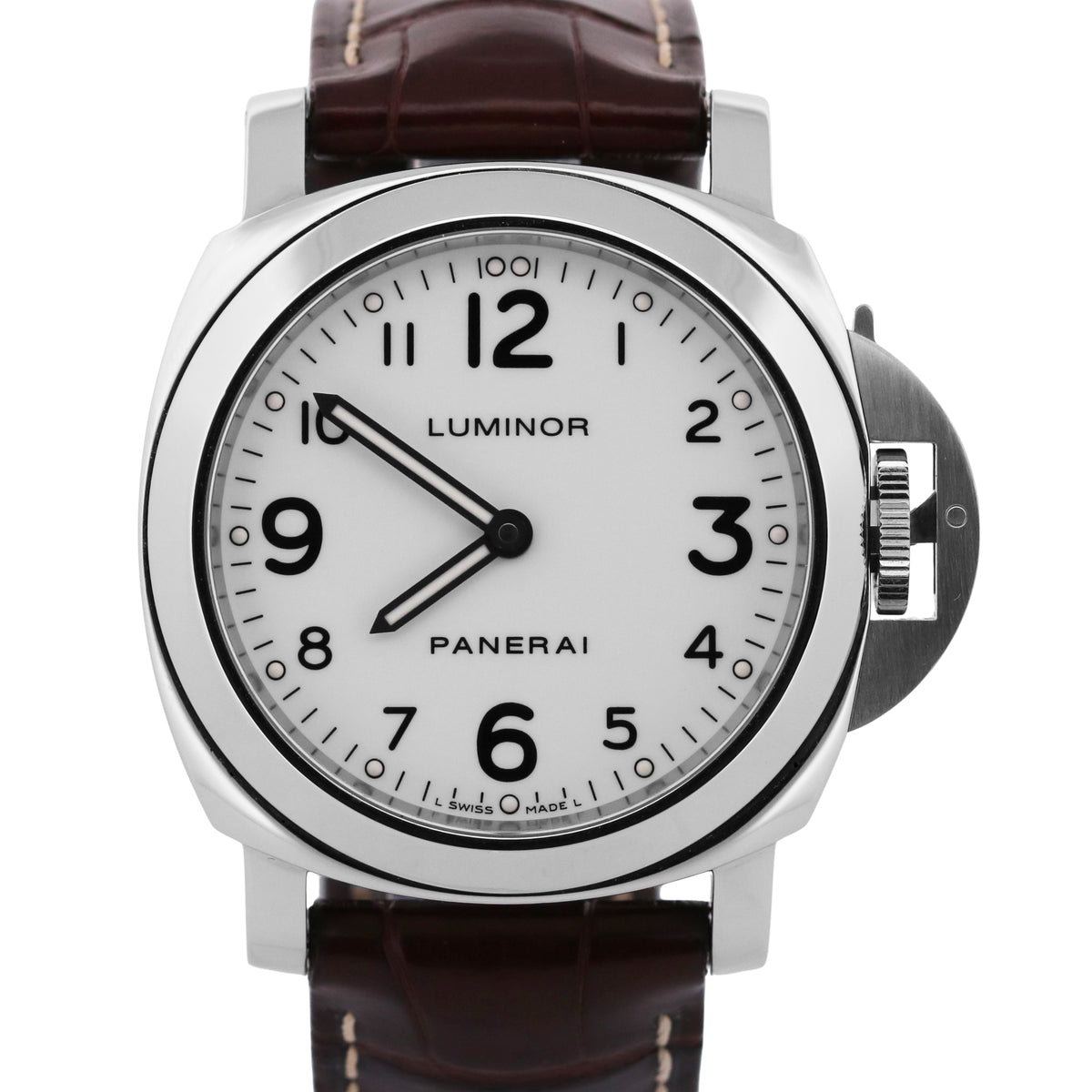 2009 Panerai Luminor Base PAM00114 Steel White 44mm Manual PAM114 Box Papers