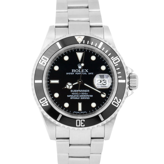 Rolex Submariner Date Black REHAUT Stainless Steel 40mm Oyster 16610 Watch