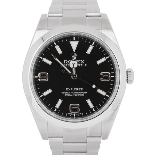 MINT Rolex Explorer I Black PAPERS Black MK1 Stainless 39mm 214270 Watch B+P