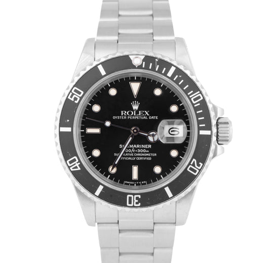 1987 Rolex Submariner Date Black 40mm TRIPLE ZERO Steel Oyster Watch 168000