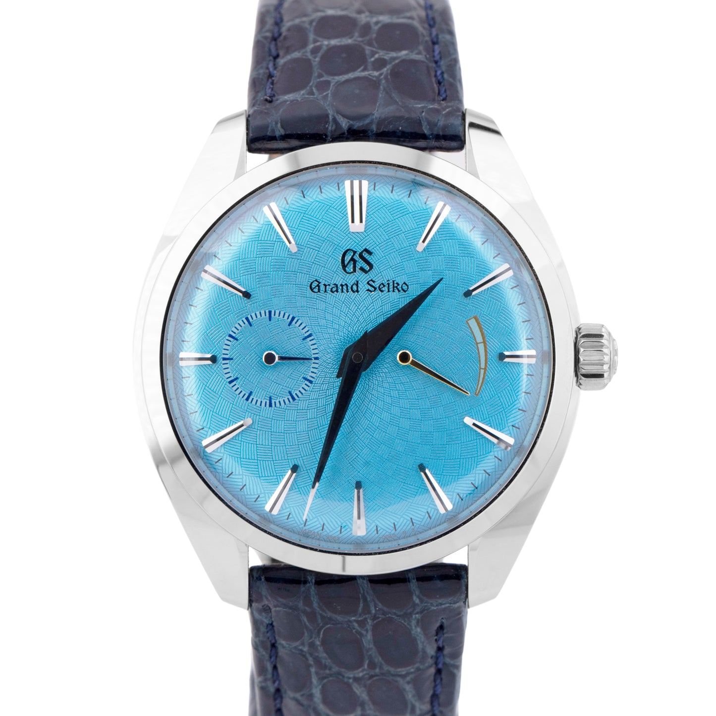 Grand Seiko Elegance Collection 39mm BLUE Steel Leather Manual Watch SBGK015 BOX