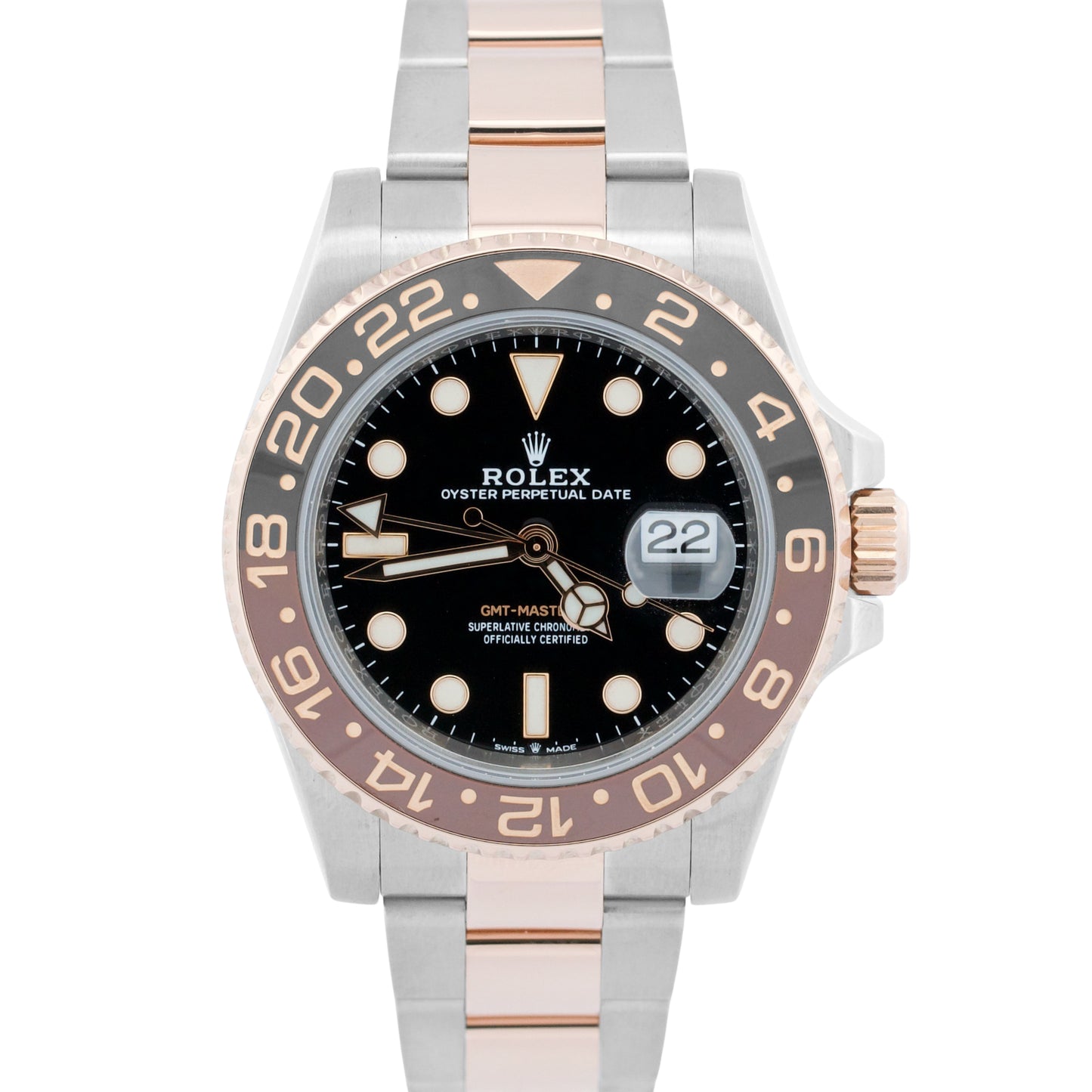 Rolex GMT-Master II ROOT BEER Brown Black 18K Rose Gold 40mm 126711 CHNR Watch