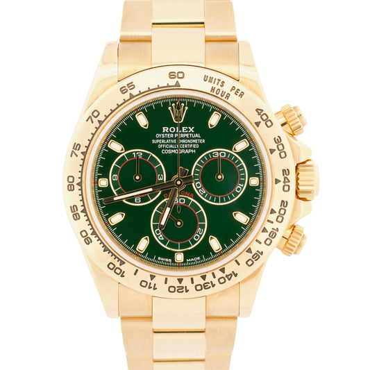 2018 PAPERS Rolex Daytona GREEN JOHN MAYER 40mm 18K Yellow Gold 116508 Watch BOX