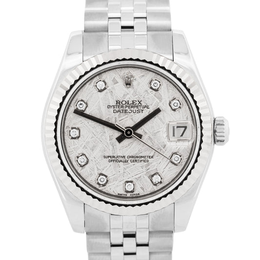 Ladies Rolex DateJust 31mm FACTORY METEORITE DIAMOND 18K Steel JUBILEE 178274