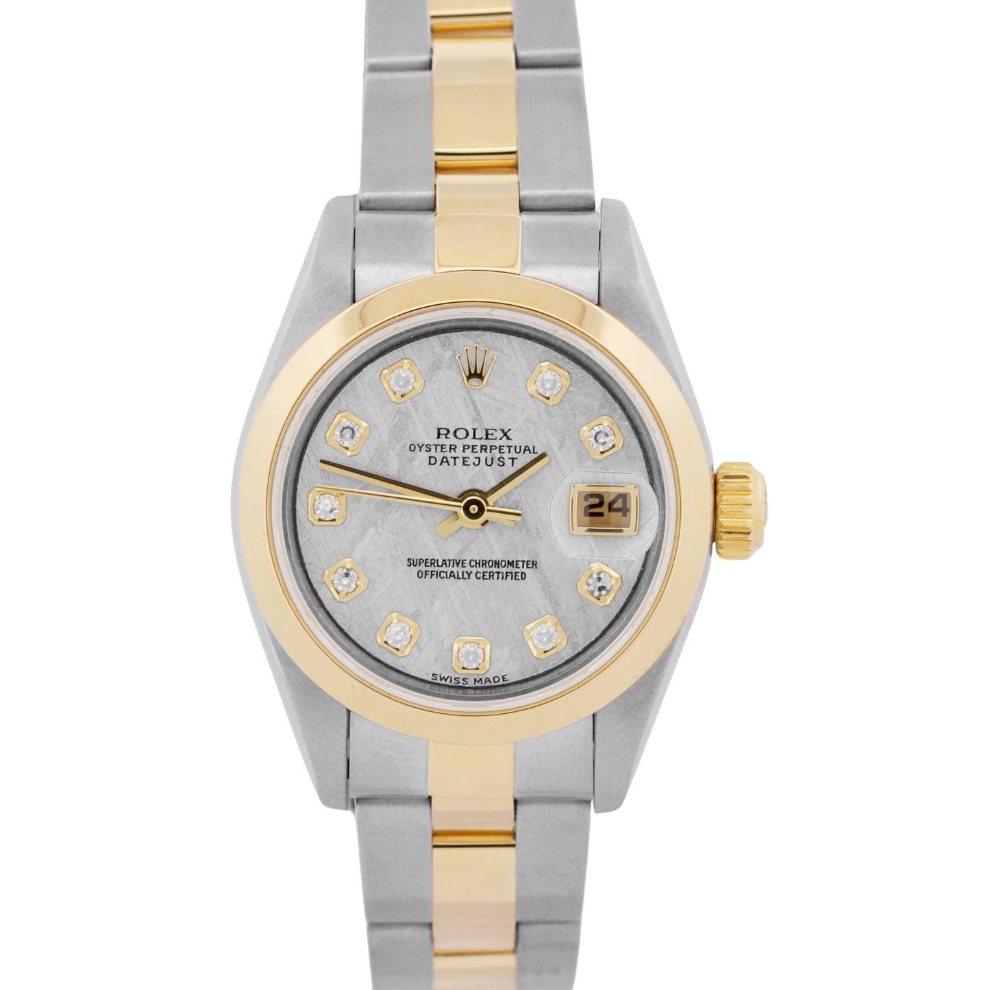 PAPERS Ladies Rolex DateJust FACTORY METEORITE DIAMOND 18K Steel 26mm 79163 BOX