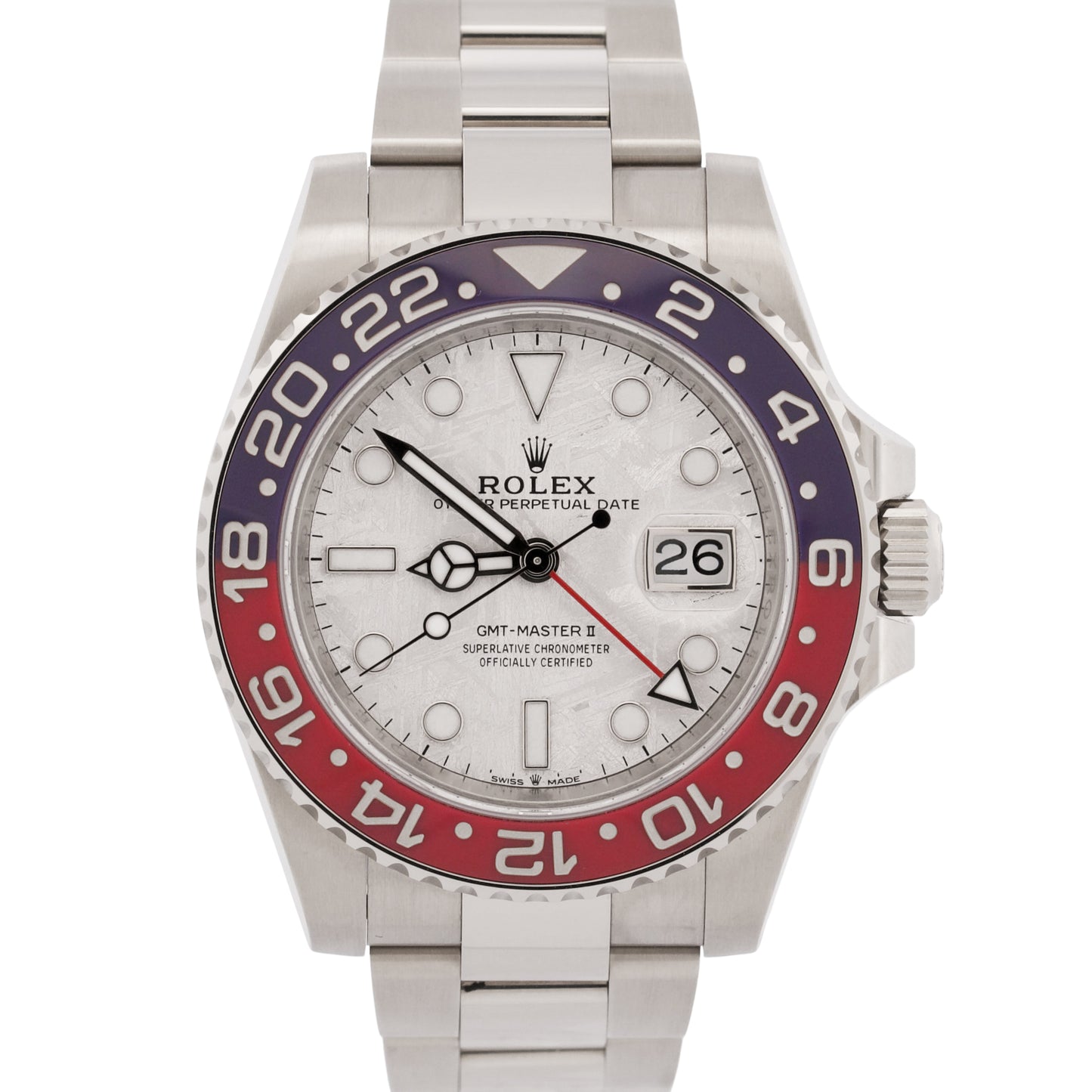 2025 PAPERS Rolex GMT-Master II PEPSI METEORITE 18K White Gold 126719 BLRO BOX