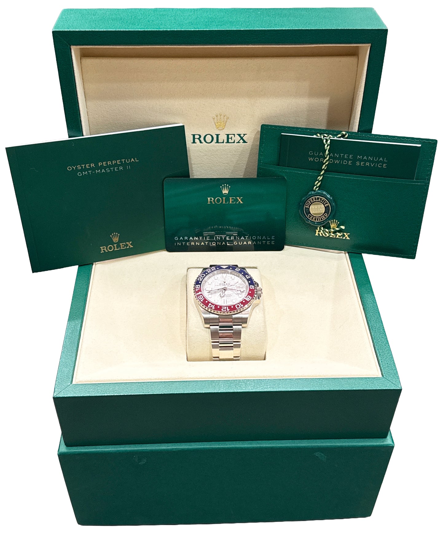 2025 PAPERS Rolex GMT-Master II PEPSI METEORITE 18K White Gold 126719 BLRO BOX
