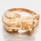 Vintage Designer Diamond-Eyed Cat Bowtie Ring - 14k Yellow Gold Kitten Size 5.25