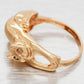 Vintage Designer Diamond-Eyed Cat Bowtie Ring - 14k Yellow Gold Kitten Size 5.25