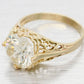 GIA 3.01ct Diamond Antique Art Deco Solitaire Engagement Ring - 14k Yellow Gold