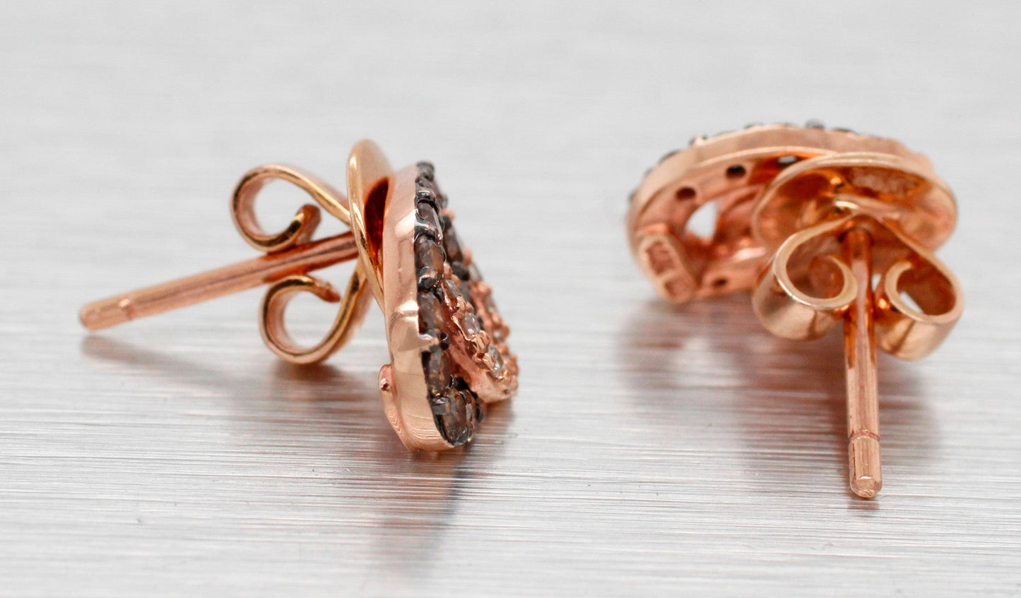 Le Vian Chocolatier Brown & White Diamond Heart Stud Earrings - 14k Rose Gold