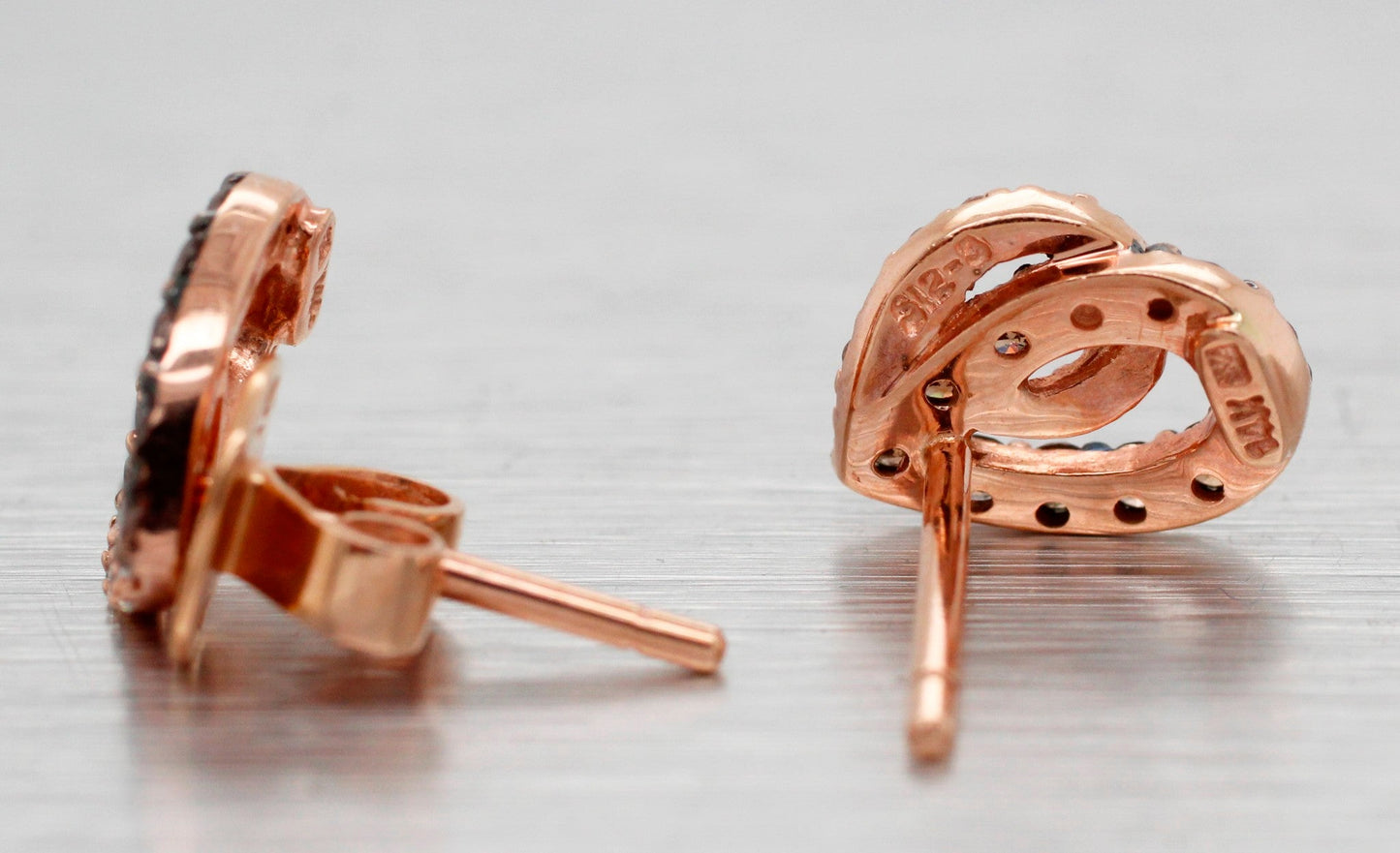 Le Vian Chocolatier Brown & White Diamond Heart Stud Earrings - 14k Rose Gold