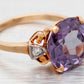 GIA Color-Changing Sapphire Engagement Ring 14k Yellow Gold | Lab-Created Stone