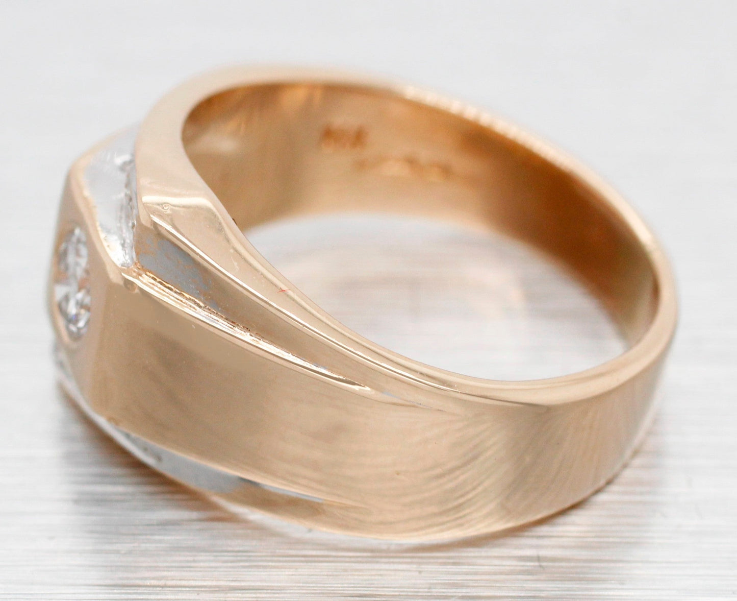 Vintage 0.36ctw Diamond Men's Signet Ring - 14k Yellow Gold - Size 7.75