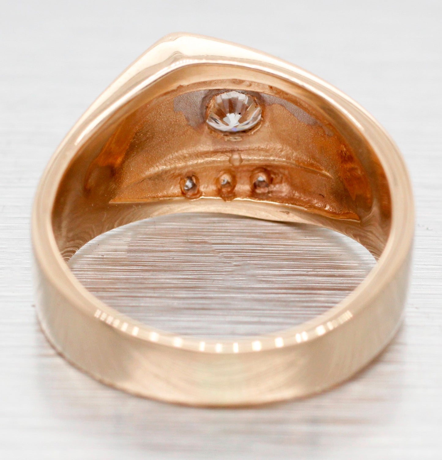 Vintage 0.36ctw Diamond Men's Signet Ring - 14k Yellow Gold - Size 7.75