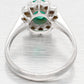 Vintage Oval Emerald & Diamond Halo Cocktail Ring - 18k White Gold Reverse Taper