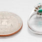 Vintage Oval Emerald & Diamond Halo Cocktail Ring - 18k White Gold Reverse Taper