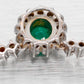 Vintage Emerald & Diamond Halo Pendant Choker - 18k White Gold Necklace - 14"