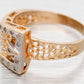 Antique Art Deco Single Cut Diamond Belt Buckle Band Ring - 14k Yellow Gold
