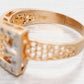 Antique Art Deco Single Cut Diamond Belt Buckle Band Ring - 14k Yellow Gold
