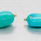 Vintage Turquoise Drop Dangle Earrings w/ Pearl Accents - 14k Yellow Gold