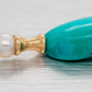 Vintage Turquoise Drop Dangle Earrings w/ Pearl Accents - 14k Yellow Gold