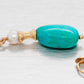 Vintage Turquoise Drop Dangle Earrings w/ Pearl Accents - 14k Yellow Gold