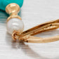 Vintage Turquoise Drop Dangle Earrings w/ Pearl Accents - 14k Yellow Gold