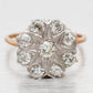 Antique Art Deco 1.00ctw Diamond Flower Cocktail Ring - 14k Yellow Gold Band
