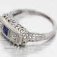 Antique Art Deco Square Sapphire & Diamond Band Ring - 18k White Gold