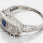 Antique Art Deco Square Sapphire & Diamond Band Ring - 18k White Gold