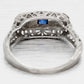 Antique Art Deco Square Sapphire & Diamond Band Ring - 18k White Gold