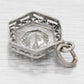 Antique Art Deco 0.50ct Diamond Hexagon Charm - 14k White Gold Filigree Setting