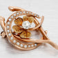 Antique Art Nouveau Lucky Brooch Pin - 10k Rose Gold Horseshoe Clover & Wishbone