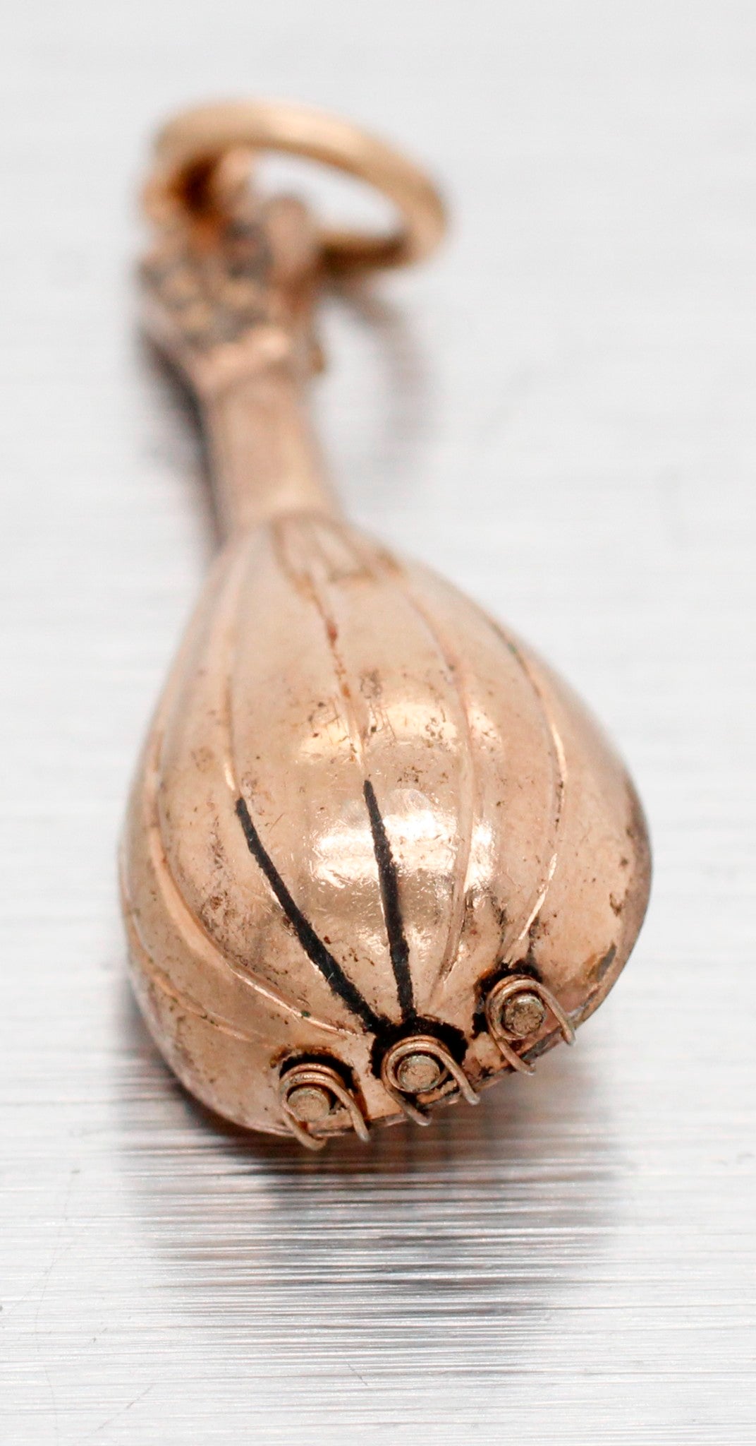 Vintage Solid 14k Yellow Gold Mandolin Charm - Music Pendant