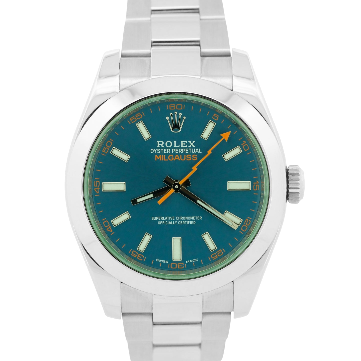 UNPOLISHED Rolex Milgauss BLUE Green Stainless RANDOM SERIAL 40mm 116400 GV