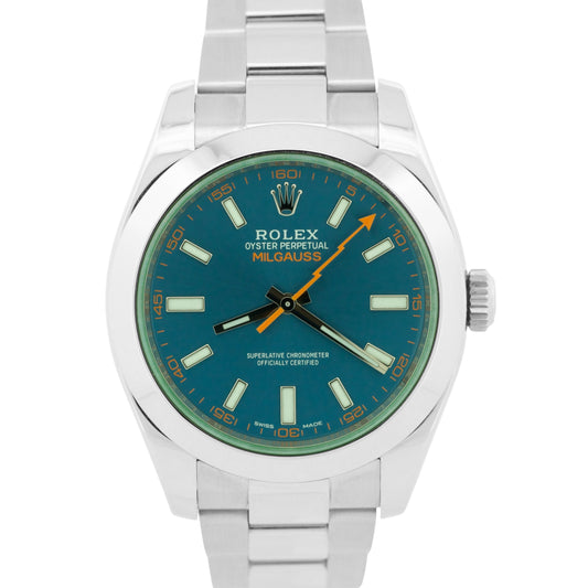 UNPOLISHED Rolex Milgauss BLUE Green Stainless RANDOM SERIAL 40mm 116400 GV