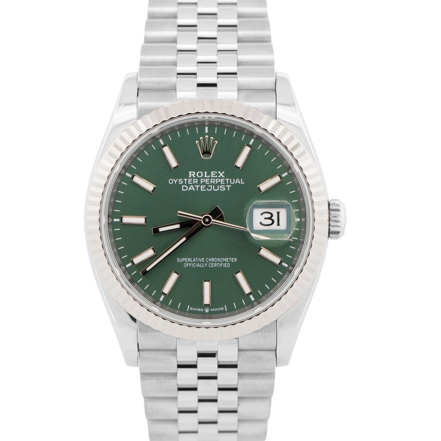 MINT 2024 PAPERS Rolex DateJust 36 MINT GREEN Steel JUBILEE Watch 126234 BOX