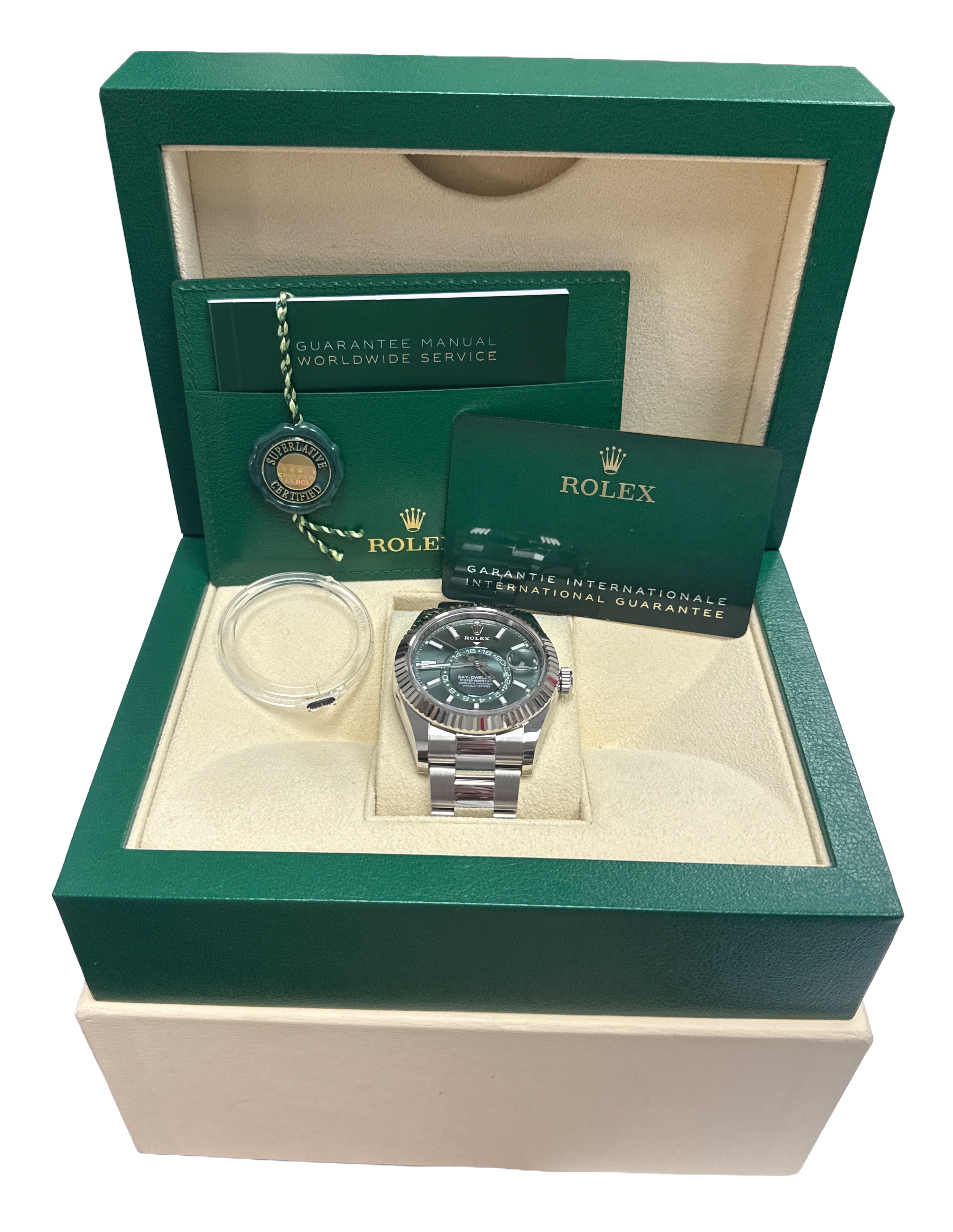ROLEX 空箱 S size 05/18/2026 2026 PAPERS Rolex Sky-Dweller MINT GREEN 42mm OYSTER 18K Steel