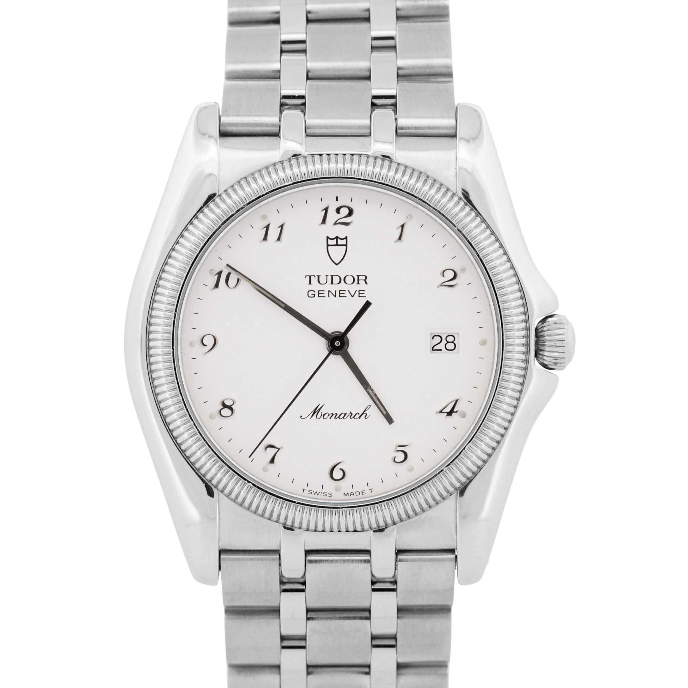 VINTAGE 1969 Tudor Monarch WHITE ARABIC 36mm Stainless Steel
