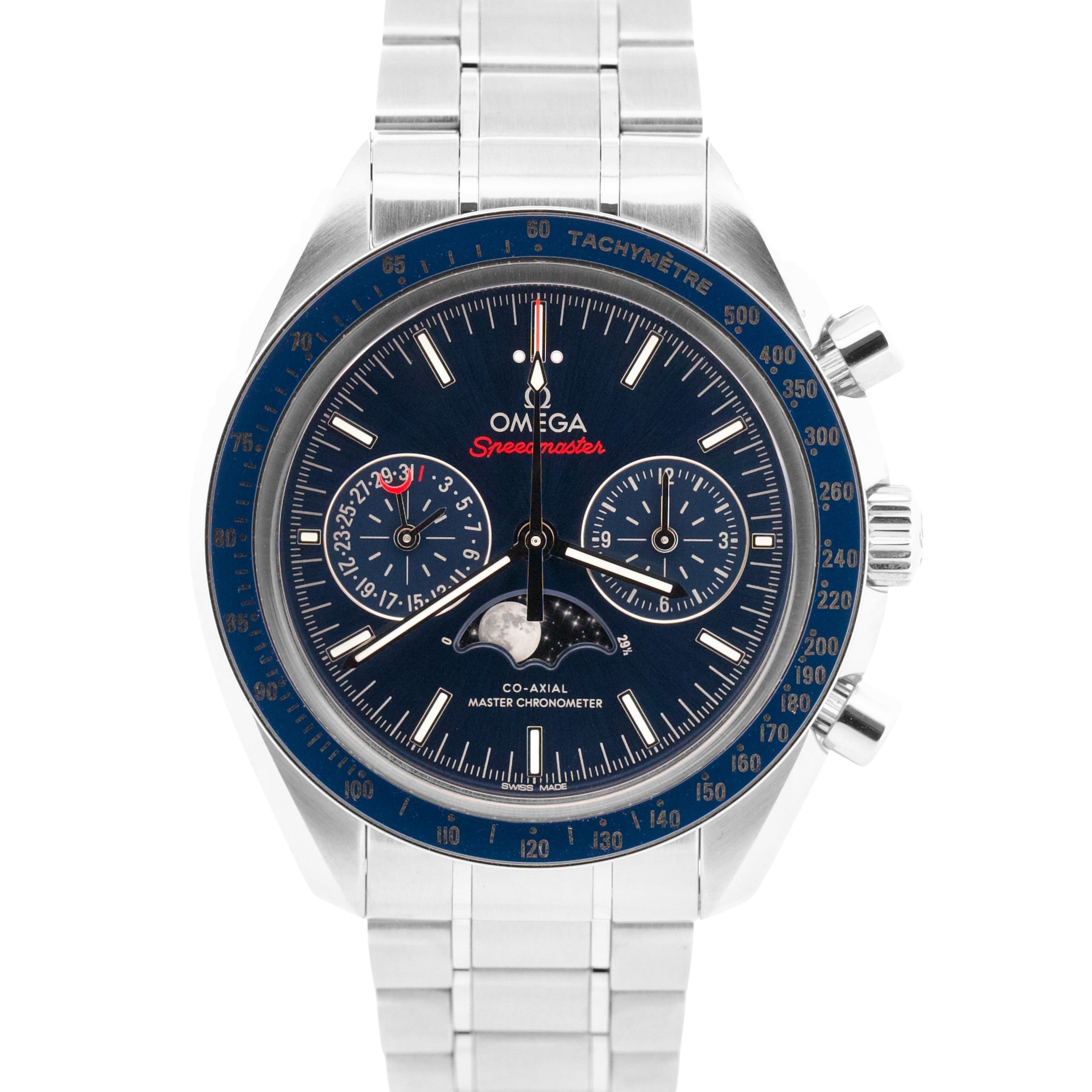 2022 PAPERS Omega Speedmaster Moonphase BLUE Stainless 304.33