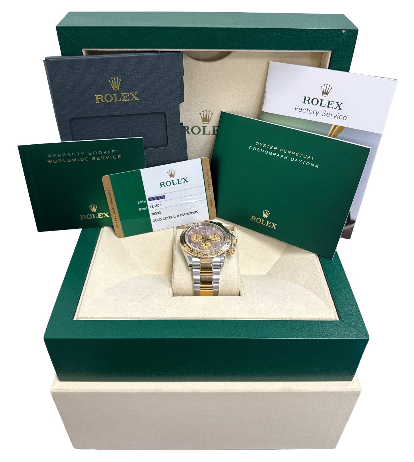 2016 PAPERS Rolex Daytona TAHITIAN MOP DIAMOND Steel 18K Yellow Gold 116503 BOX
