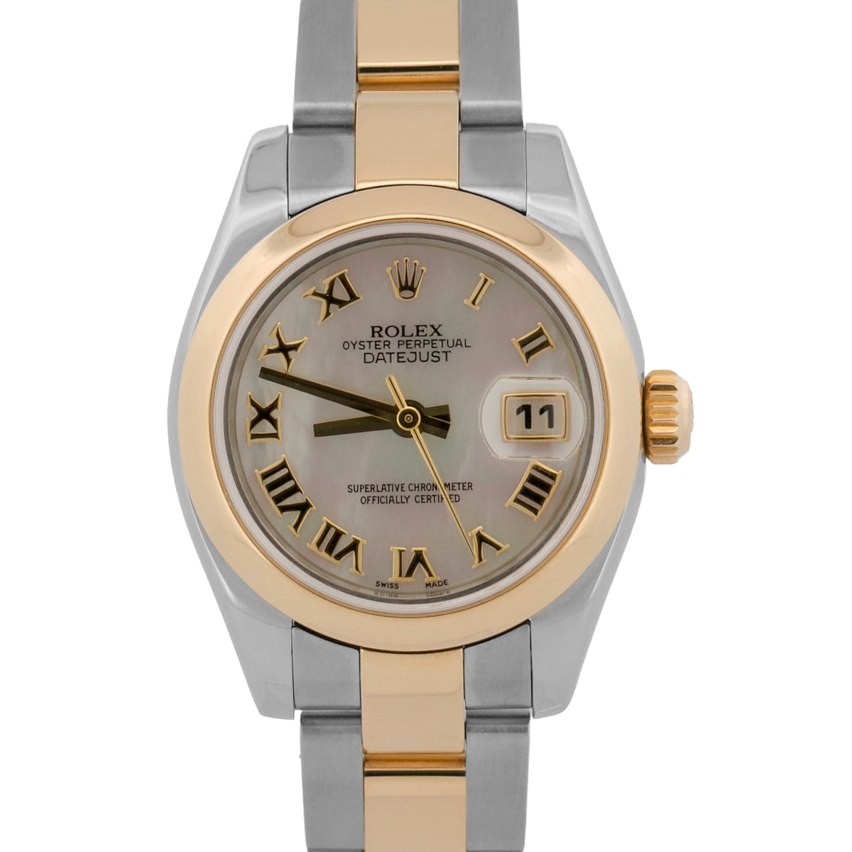 2007 Ladies Rolex DateJust 179163 MOP Roman 26mm 18K Steel Oyster Box Papers