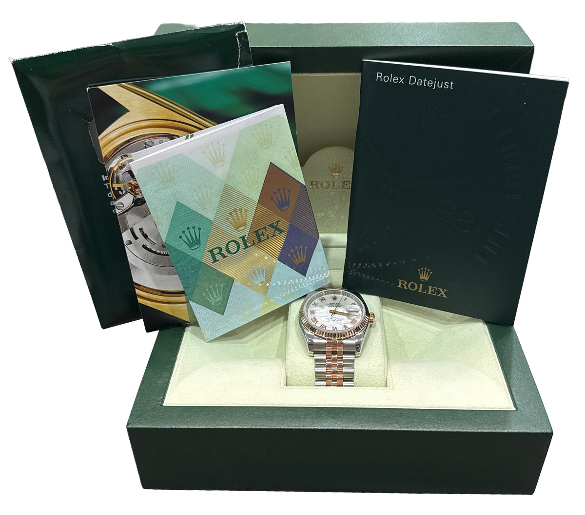 2006 Rolex DateJust 36mm MOP Roman 18K Rose Gold Steel Jubilee 116231 Box Papers