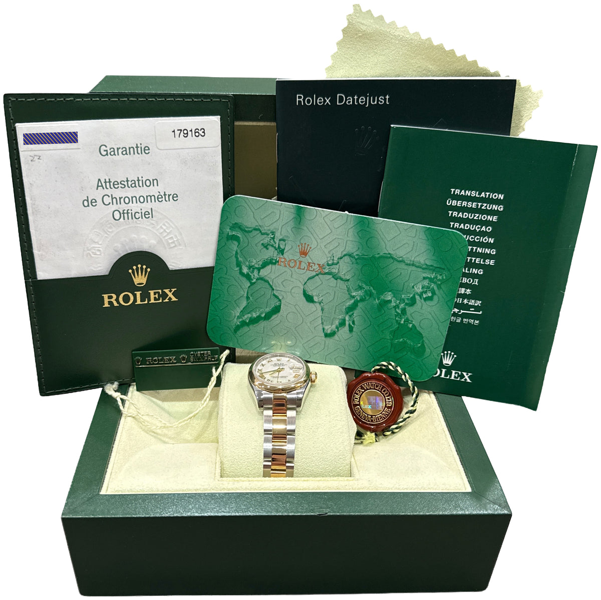 2007 Ladies Rolex DateJust 179163 MOP Roman 26mm 18K Steel Oyster Box Papers