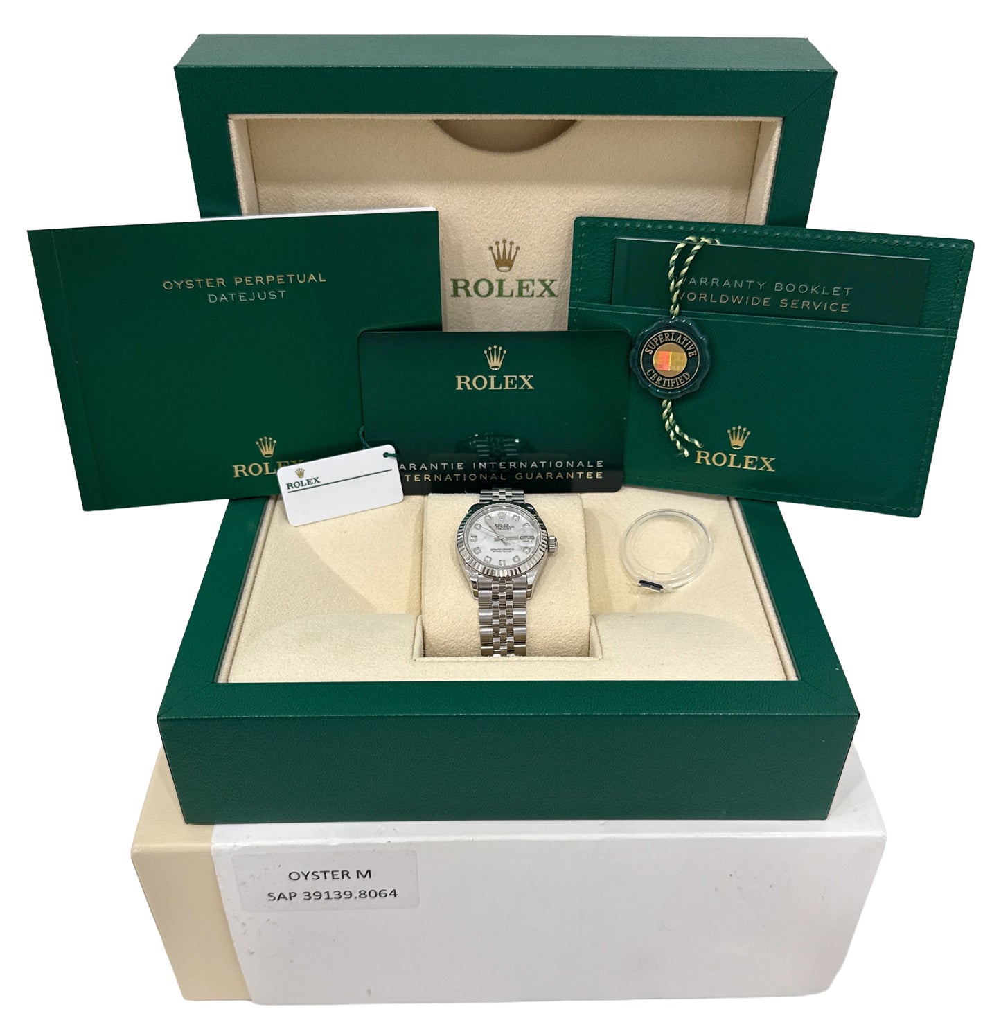 2023 PAPERS Rolex DateJust MOP DIAMOND 28mm Steel 18K Gold JUBILEE 279174 BOX